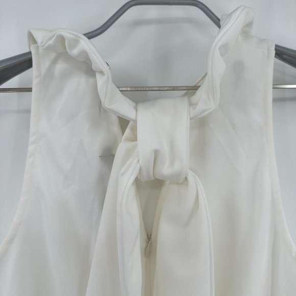 Pomander Place by Tuckernuck White Blythe Dress M Sleeveless Ruffle Collar Bow - Picture 8 of 9